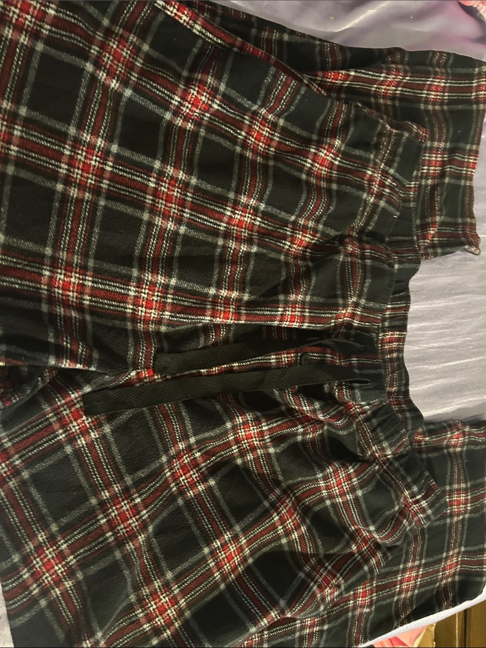 George Black Plaid Mini Skirt with Red Accents